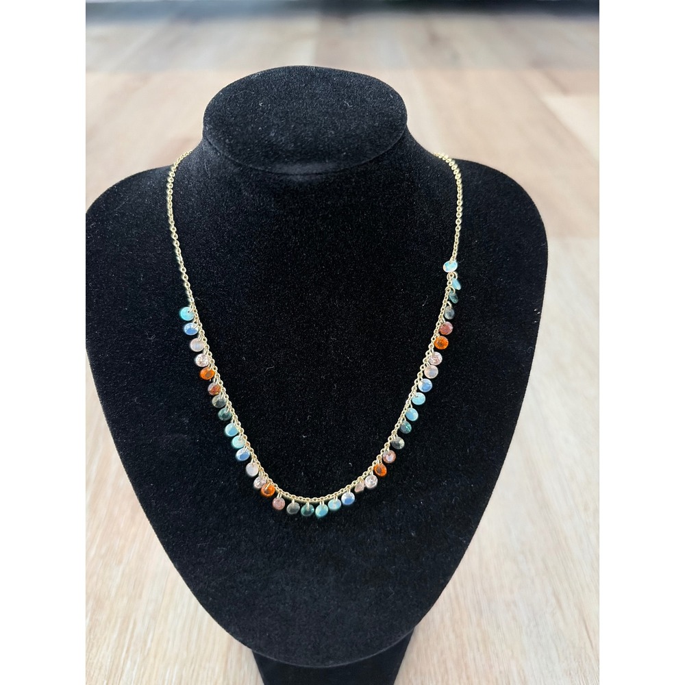 Anthropologie 14K Gold Plated Multi Color Bead Fringe Necklace NWT